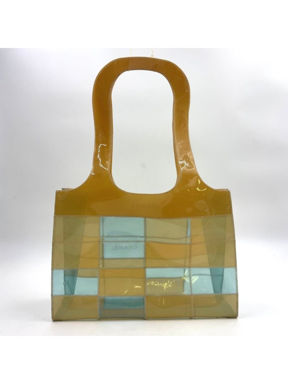 Chanel Patchwork Vinyl Yellow Light Blue Tote Bag